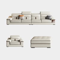 Modernes Italienisches L-förmiges Ledersofa-Set Luxuriös für Villen Geeignet Einfache Wohnzimmer-Kombination Funktionale Schaumstoff-Füllung