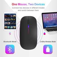 Ratón Inalámbrico Bluetooth Recargable con Retroiluminación LED, Modo Dual BT 5.0+ 2.4GHz, Silencioso y Delgado, para Computadora Portátil, Apple MacBook