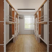 Lit superposé métallique moderne démontable pour auberge de jeunesse, appartement, dortoir d'employés, école, étudiant, double couche, capsule spatiale, personnalisable