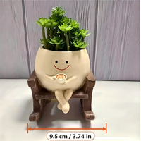 Pot de fleurs succulentes en forme de chaise à bascule, pot de plante humanoïde de dessin animé, jardinière en résine mignonne avec visage souriant, vente en gros