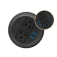 Multiprise de bureau encastrable US avec design à trou rond, charge rapide PD 20W et verrouillage par torsion