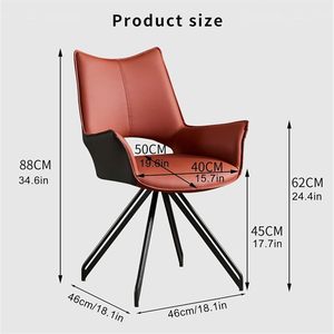 Sillas de comedor modernas de mediados de siglo <span class=keywords><strong>Base</strong></span> giratoria de 180 ° <span class=keywords><strong>con</strong></span> asiento de cuero PU Silla de oficina Patas de metal Sin <span class=keywords><strong>ruedas</strong></span> Accent Home Chair - Product Image 6