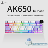 Nouveau clavier mécanique sans fil Ajazz AK650 Tri-Mode RGB pour jeux USB en plastique pour Aula Win 68