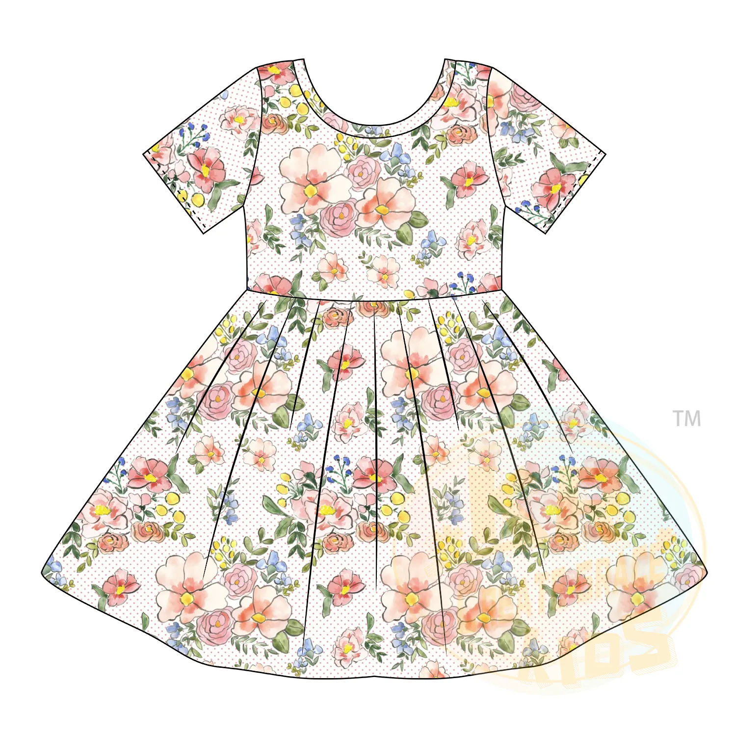 2023 Großhandel Kleinkind Kinder Kinder Sommerfest Kleidung Kurzarm Kleid Druck Fliege Blume Lässig Baby Mädchen Blumen kleid