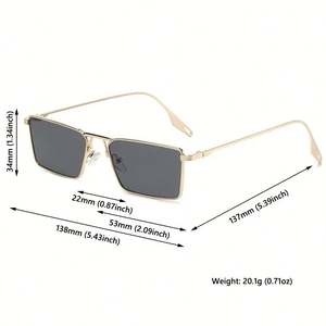 Lunettes de soleil vintage 2025 personnalisées avec logo, pour hommes et femmes, en alliage, rectangulaires, UV400, monture métallique, petites lunettes carrées - Product Image 6