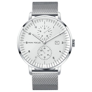 Men's Large Dial Chronograph Quartz Watch Stainless Steel Mesh Band 3ATM Waterproof Luminous Sub-dials Business Casual Watch - Product Image 4