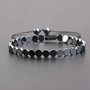 Bracelet élastique en hématite noire de petite taille, unisexe, fait à la main, bijoux pour hommes, vente chaude et bon marché - Product Image 1