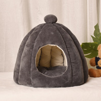 Lit pour chat en forme de citrouille semi-fermé, amovible et lavable, en tissu, pour toutes les saisons, maison pour chat chaude pour l'automne et l'hiver