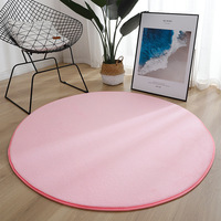 Tapis rond rose doux en polaire corail, antidérapant, lavable en machine, moelleux, pour chambre d'enfant, chambre à coucher, salon