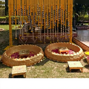 Most Beautiful Vintage Modern Detachable Haldi Decor Urli Couple <b>Wedding</b> Decoration <b>Props</b> Golden Lotus Fiberglass Customized USA - Product Image 1