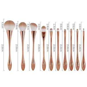 New Style Small Waist Makeup Brush Kit With Gold Plastic Handle 10Pcs Makeup Brushes New Design Fashion Makeup Brushes