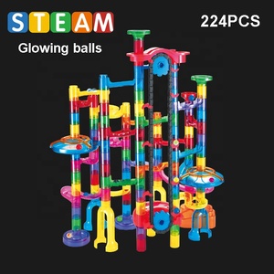 Set di 224 Pezzi <span class=keywords><strong>Blocchi</strong></span> Trasparenti per Costruzioni Biglie, Gioco Fai-da-Te <span class=keywords><strong>con</strong></span> Pista Luminosa e Elevatore a Catena - Product Image 3