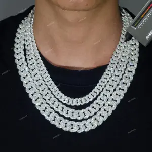 Wholesale 8MM Moissanite Cuban Chain Link Necklace Fast Delivery Iced Out 925 Silver Vvs Diamond Hip Hop Cuban Fine Bracelet