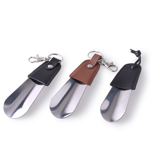 Porte-clés à double usage en cuir, métal, acier inoxydable, corne de chaussure, nouveau design - Product Image 1