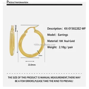 High Quality 18K Solid Gold Hollow Hoop Earrings Fine Jewelry Hoop Earrings For Women
