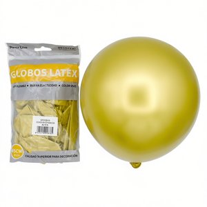 Globos de látex Party Love de 45 cm, redondos, metálicos, color dorado cromado, para decoración de cumpleaños - Product Image 3