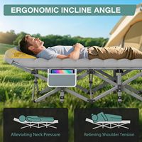 Lit de camping simple moderne en promotion, pliable et portable avec cadre en aluminium/acier pour dormir