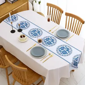 חדש סיני סגנון מפת שולחן, מים הוכחה, שמן הוכחה, ניקוי יבש, חם-הוכחת pvc שולחן בד, מלבני סגלגל שולחן מחצלת תוספות נורדי