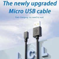 Kabel isi daya USB 2.0 mikro B kustom untuk ponsel Android Usb2.0 A male ke mikro male, kabel data pengisian daya 1m