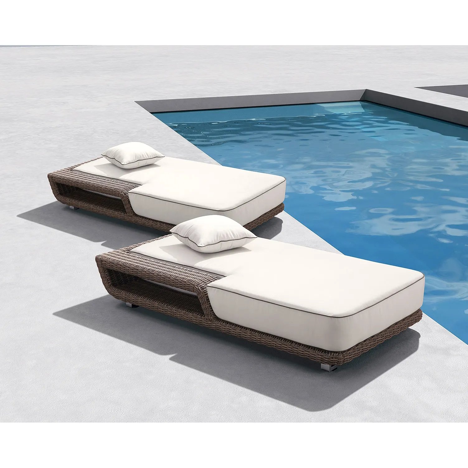 Hick cushion 5 Sart Resort Luxury oudtoor-cama de día, muebles de ratán sintético para piscina, tumbona