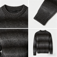 Pull en laine tricoté pour homme, col rond, manches longues, coupe ample, doux et chaud, décontracté, personnalisable OEM/ODM, pull en laine tricoté tendance pour homme