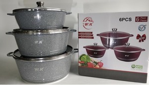 Ensemble de 6 casseroles en granit antiadhésives en <span class=keywords><strong>aluminium</strong></span> forgé, 32, 36, <span class=keywords><strong>40</strong></span> <span class=keywords><strong>cm</strong></span>, de haute qualité, pour cuisine - Product Image 2