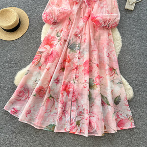 Abito da <span class=keywords><strong>donna</strong></span> alla moda con ricami floreali, scollo a V, maniche lunghe, linea ad A che definisce la vita, abito da <span class=keywords><strong>ufficio</strong></span> - Product Image 4