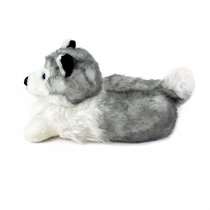 Simulé Gris Loup En Peluche Pantoufles Confortable Maison Femmes Homme Adulte Enfants Chien En Peluche Animal Chaussures Doux Chaud Hiver En Peluche Chaussures - Product Image 4