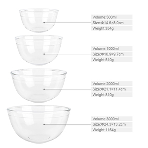Ensemble de bols mélangeurs en verre grands bols à salade en verre transparent <span class=keywords><strong>pour</strong></span> la cuisson - Product Image 6