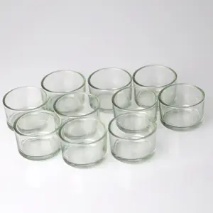 Wholesale D:52mm * H:33mm Mini Candlesticks Empty Glass Candle Jars Small Tea Wax Glass Candle Stand Round Candle Glass
