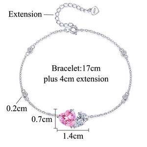 925 शुद्ध चांदी गुलाबी और सफेद सिंथेटिक जिरकोनिया दिल वाटरड्रॉप डिजाइन महिलाओं के लिए आकर्षक कंगन डिजाइन - Product Image 5