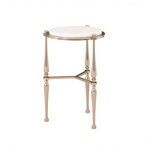Table d'appoint ronde moderne en métal avec finition bronze, type sur pied, pour salon, design durable - Product Image 1