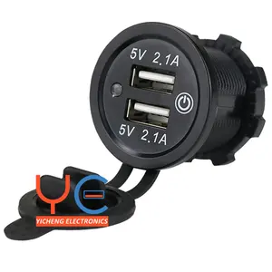 Dual Port 2.1A 4.2A 12V 24V Universal Car USB Charger mit Touch Button Switch