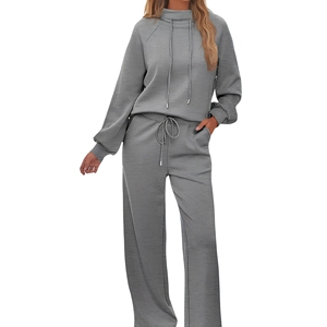 Winter Solid Stand Collar Sweatpants Jogger Sweat Suits 100% <b>Polyester</b> Windproof Breathable Warm <b>Tracksuit</b> For Women's - Product Image 1
