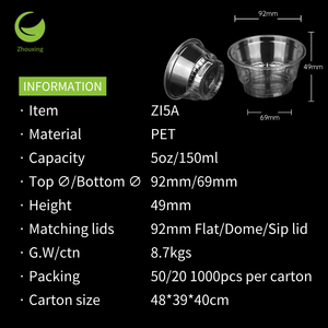 Taza desechable de plástico PET PLA con tapa plana de cúpula <span class=keywords><strong>6</strong></span> 7 8 9 10 12 16 20 Oz taza fría - Product Image 2