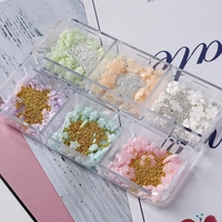 Breloques 3D en résine pour ongles, fleurs UV à changement de couleur, perles en acier mélangées, accessoires de bijoux DIY pour nail art, strass