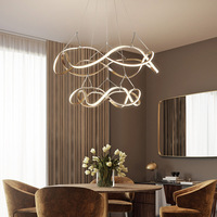 Lampe Led suspendue dorée au design moderne, luminaire décoratif d'intérieur, intensité d'éclairage réglable, idéal pour un salon