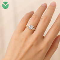 Bague de fiançailles classique pour femme en or jaune 14K 18K avec diamant de laboratoire taille brillant rond, certifié IGI D VVS