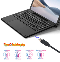 Keyboard Nirkabel Baru dengan Lampu Latar, Touchpad & Tempat Pensil USB Type-C Ultra Tipis untuk Tablet Surface Pro 8/Pro X HL-S8