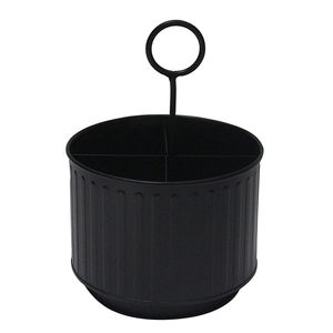 Caddy Holder With Handle <b>White</b> Powder Coated Metal Caddy Storage Handmade Round Shape <b>Kitchen</b> Utility Holder Best Seller - Product Image 1