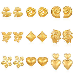 Boucles d'oreilles de luxe en acier inoxydable 18K pour femmes, Europe, États-Unis, <span class=keywords><strong>Design</strong></span> géométrique à rayures carrées, boucles d'oreilles haute sensation - Product Image 2