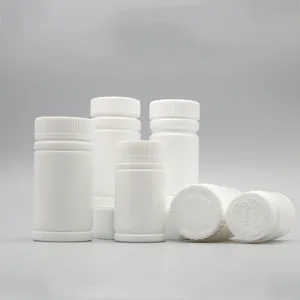 Plastic Bottles For Packaging Capsule Tablet Pills Powder Health Food Herbal Dietary Fish Oil Container HDPE White Screw Cap