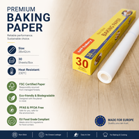 Papier sulfurisé de cuisson en silicone antiadhésif biologique sans PFAS, pré-découpé en rouleau, 20-30 feuilles, 42x38cm