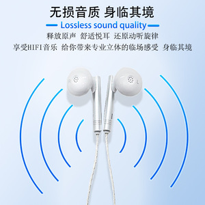 Flat-Head Earbuds With <b>Microphone</b> Silver Plated <b>Cable</b> Semi In Ear 3.5mm HiFi Sound Quality High Definition Calls Comfortable Fit - Product Image 4