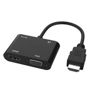 HDMI-VGA互換アダプター3.5mmオーディオコンバーター付きVGAスプリッターPCプロジェクター用デュアルディスプレイをサポートHDTVマルチポートVGA