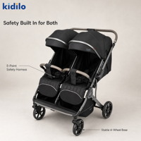 Poussette double Kidilo Premium, pliable, cadre en aluminium, capote réglable, légère, portable, pour nouveau-nés et enfants, utilisation en intérieur