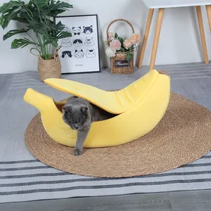 High Quality Banana Shape Cute Interesting Soft Friendly Luxury Fashion Fruit Cat Pet Bed for Pets