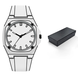 Montre à quartz pour hommes d'affaires, mode décontractée, ensemble de montres à croquis avec profil 2D en noir et blanc - Product Image 5