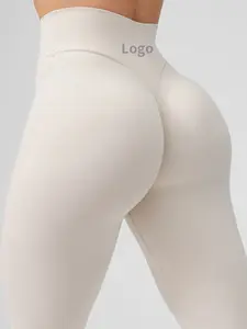 2024 logotipo personalizado Spandex ropa deportiva mujeres cintura alta Yoga pantalones gimnasio entrenamiento apretado Fitness ropa levantamiento de glúteos Yoga Leggings