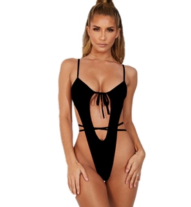 2020 negro Sexy vendaje de cintura alta corte traje de las mujeres traje de baño Cover Up piezas de Bikini - Product Image 1